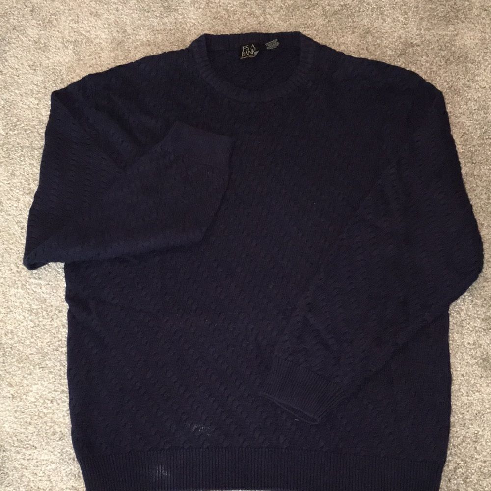 Blue marked Crewneck vintage Jos A Bank Blue Cotton textured LS Sweater Golf XL